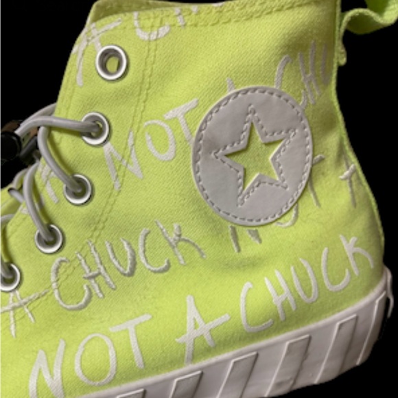 Converse Shoes Not A Chuck All Star High Top Neon  Yellow Men 10 / Women 12 - Picture 7 of 11